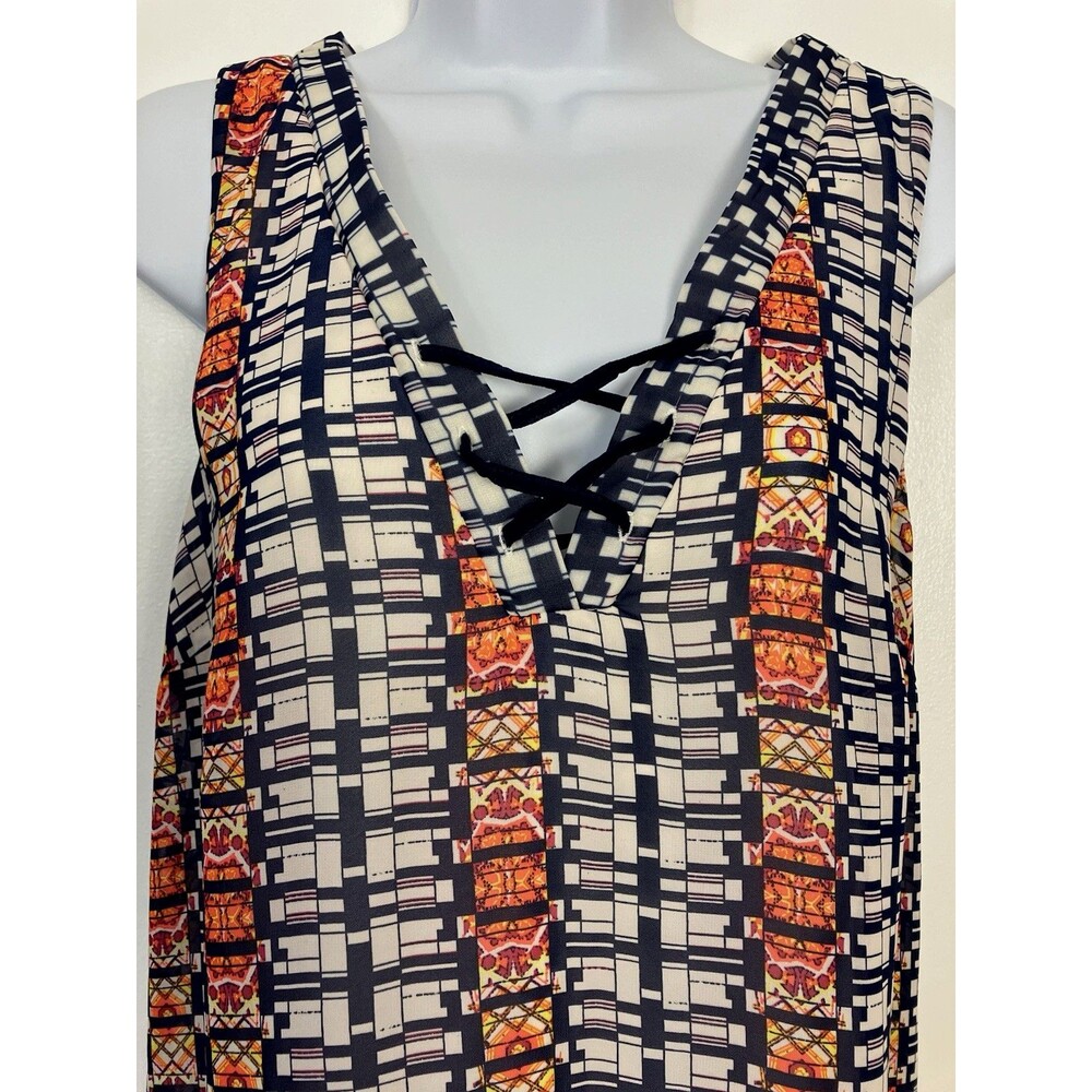 My Michelle V Neck Sleeveless Lined Boho Dress Size L - Picture 5 of 8